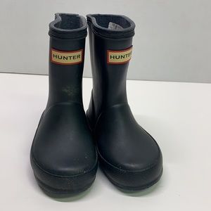 HUNTER Forest Green Pull On Waterproof Rain Boots Little Kids Girls Size 7